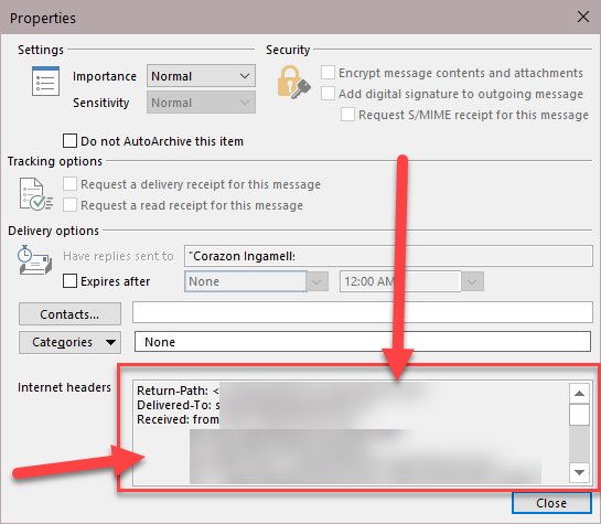 View Raw Message Headers in Outlook